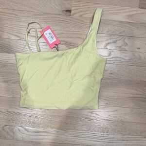 Edikted Yellow One-Shoulder Tank Top